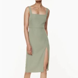 Aritzia Babaton 90s slit dress - olive green